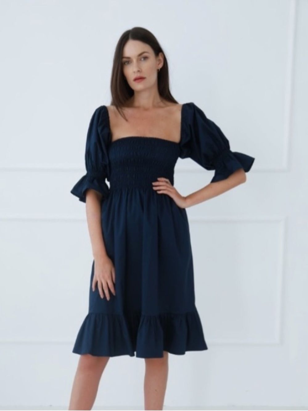 Monica Nera Isabel Dress in Navy NWOT S